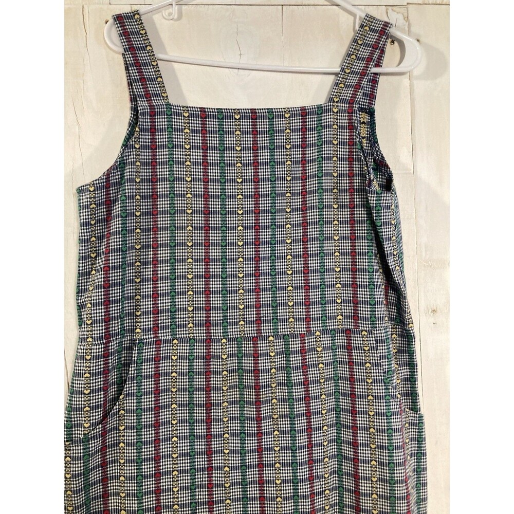 Vintage‎ Style Cottagecore Academia Jumper Dress With Gingham Check Heart Print - Picture 5 of 8